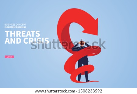 The falling arrow wraps the merchant like a snake