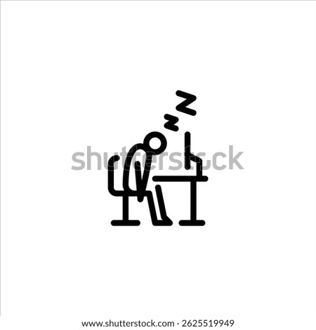 falling asleep at work outline icon. figure sleepy line art illustration.