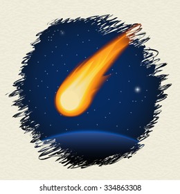 Falling asteroid background. Vector illustration
