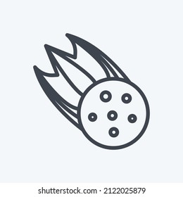 Falling Asteroid Icon in trendy line style isolated on soft blue background