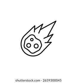 Arte De Línea Minimalista De Asteroide O Meteoro En Fondo Transparente