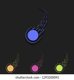 Falling asteroid, meteorite icon in multi color. Simple glyph vector of space set for UI and UX, website or mobile application on black gradient background