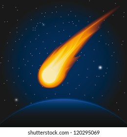 Falling asteroid. Vector illustration