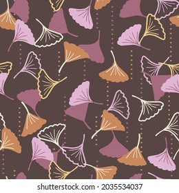 Falling Autumn Ginkgo Leaves Vector Graphic Illustration Seamless Pattern can be use for background and apparel design