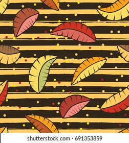 Falling Autumn Leaves. Colorful fall foliage. Vector seamless pattern