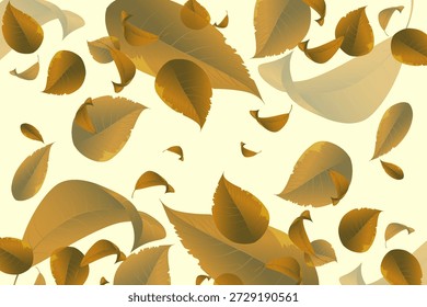 Composición de hojas otoñales caídas con tonos amarillos cálidos.