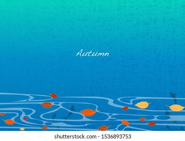 Falling autumn leaves on water background vector for decoration on autumn festival.