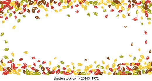Fallende Herbstblätter. Rote, gelbe, grüne, braune, chaotische Blätter fliegen. Vignette bunter Blätter auf exquisitem weißem Hintergrund. Charming zurück zum Schulverkauf.
