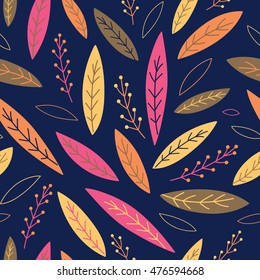 Falling autumn leaves seamless pattern