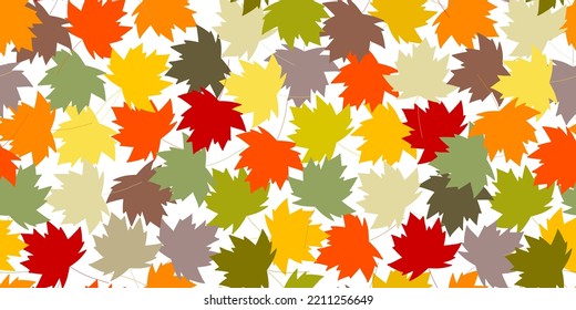 Falling autumn maple leaves seamless pattern. Vector illustration. Repeatable background for textile or book covers, wallpaper, design, graphics, printing, hobbies, invitations.