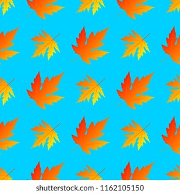 Falling autumn maple leaves. Vector seamless pattern.