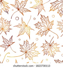 Falling autumn maple leaves vector seamless pattern. Colorful autumnal background.