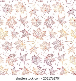 Falling autumn maple leaves vector seamless pattern. Colorful autumnal background.