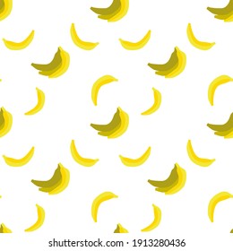 Falling banana isolated on white background. Bananas seamless pattern. Vector illustrationPerfect for fabrics, apparel, wallpaper, gift wrapping
