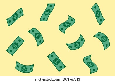 Falling  banknotes, money rain,  money flying in the air, flat vector