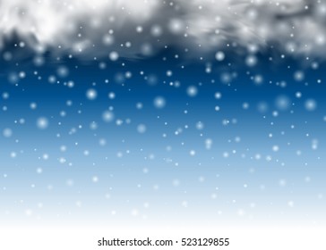 Falling beautiful snow background. Snowflakes, snowfall vector illustration. The Magic Christmas Cloud. Christmas background