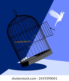 A falling bird cage