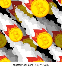 Falling bitcoin price pattern. Decrease in value of crypto currency. Background Vector illustration.
