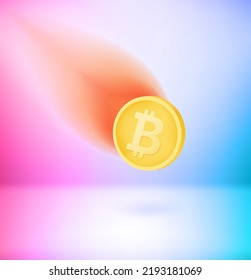 Fallendes Konzept des Bitcoin-Reichtums. 3D-Vektorgrafik