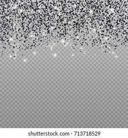 Falling black glitter glow sparkles confetti background. Shiny black glitter isolated on transparent background - design for fashion, greeting cards, invitation, advertising, banners etc. 