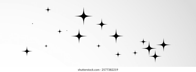 Falling black star on transparent background, beautiful stardust, vector png.