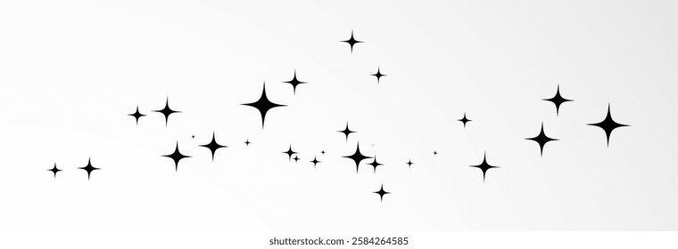Falling black star on transparent background, beautiful stardust, vector png.