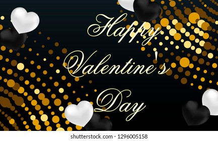 falling black and white hearts balloons