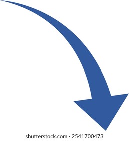 Falling blue arrow spreading ahead