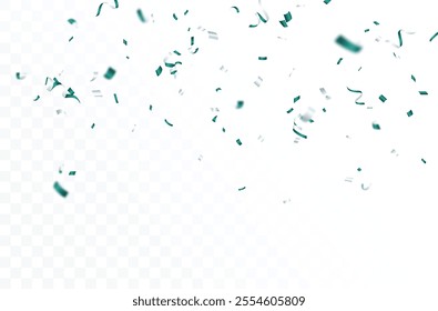 Falling blue confetti, isolated on white background
