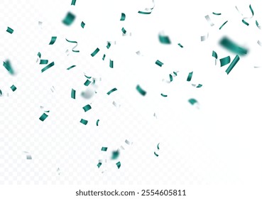 Falling blue confetti, isolated on white background