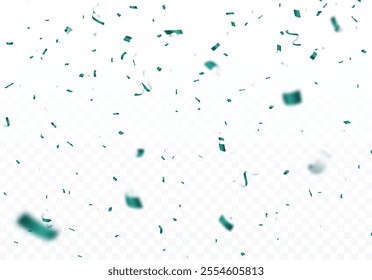 Falling blue confetti, isolated on white background
