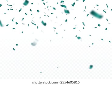 Falling blue confetti, isolated on white background