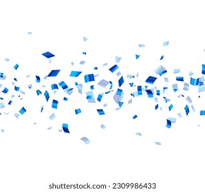 Fondo de confeti de la cinta de papel de color azul que cae. Elemento de diseño para web, tarjetas, volantes, invitaciones. Ilustración vectorial.