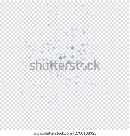 Falling blue snowflakes on transparent background