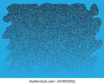 Falling blue stars. Vector illustration theme. Decorative glitter design's elements. Blue festive, luxury, bright, chaotic confetti background on black.