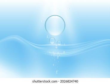 Caída de las gotas de agua azul en la ilustración del vector de superficie del agua