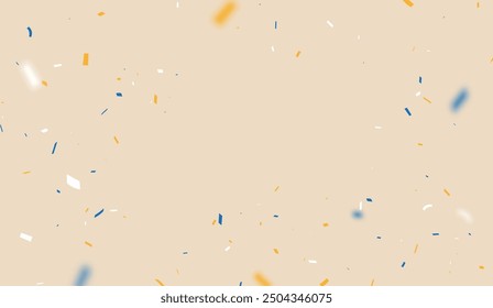 Falling blue and yelow ribbon confetti background