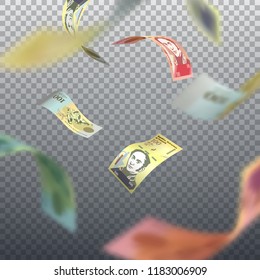 Falling of Bolivars banknote, vector art and illustration.