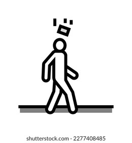 falling brick man head color icon vector. falling brick man head sign. isolated symbol illustration