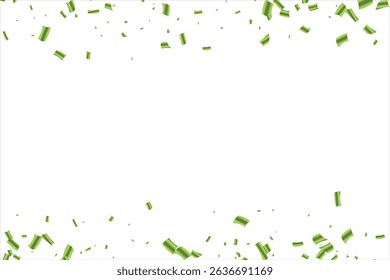 Falling bright Green Glitter confetti, ribbon, stars celebration, serpentine isolated on white background. confetti flying on the floor. New year, birthday, valentines day design element