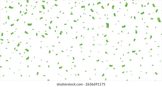 Falling bright Green Glitter confetti, ribbon, stars celebration, serpentine isolated on white background. confetti flying on the floor. New year, birthday, valentines day design element