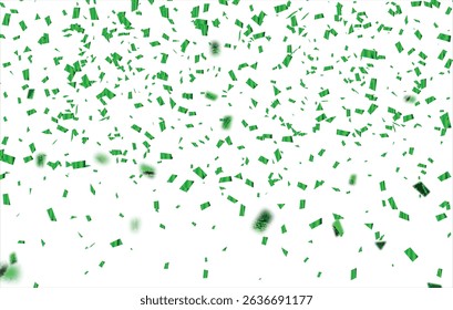 Falling bright Green Glitter confetti, ribbon, stars celebration, serpentine isolated on white background. confetti flying on the floor. New year, birthday, valentines day design element
