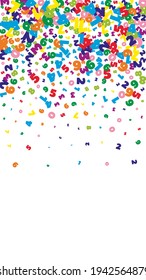 Falling bright numbers. Math study concept with flying digits. Lively back to school mathematics banner on white background. Falling numbers vector illustration.