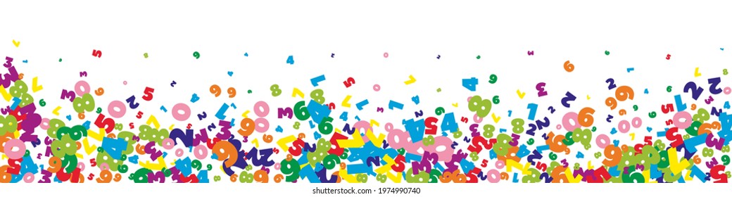 Falling bright numbers. Math study concept with flying digits. Ravishing back to school mathematics banner on white background. Falling numbers vector illustration.