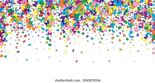 Falling bright numbers. Math study concept with flying digits. Popular back to school mathematics banner on white background. Falling numbers vector illustration.