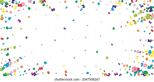 Falling bright numbers. Math study concept with flying digits. Delightful back to school mathematics banner on white background. Falling numbers vector illustration.