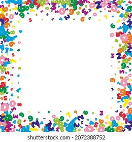 Falling bright numbers. Math study concept with flying digits. Classy back to school mathematics banner on white background. Falling numbers vector illustration.