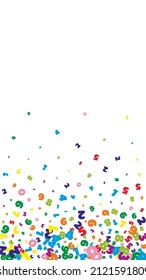 Falling bright numbers. Math study concept with flying digits. Uncommon back to school mathematics banner on white background. Falling numbers vector illustration.