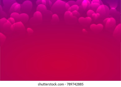 Falling bright shining hearts background framing illustration