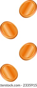 Falling bronze coins isolated vector illustration.